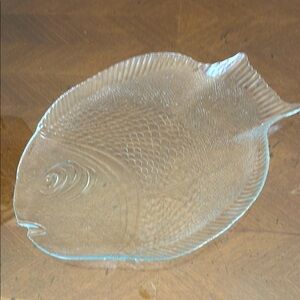 Vintage Glass Fish-Shaped Decorative Plate 13”